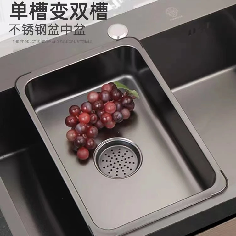 四方盆中盆沥水篮加厚设计不锈钢套装耐用方形清洗多功能方便过滤