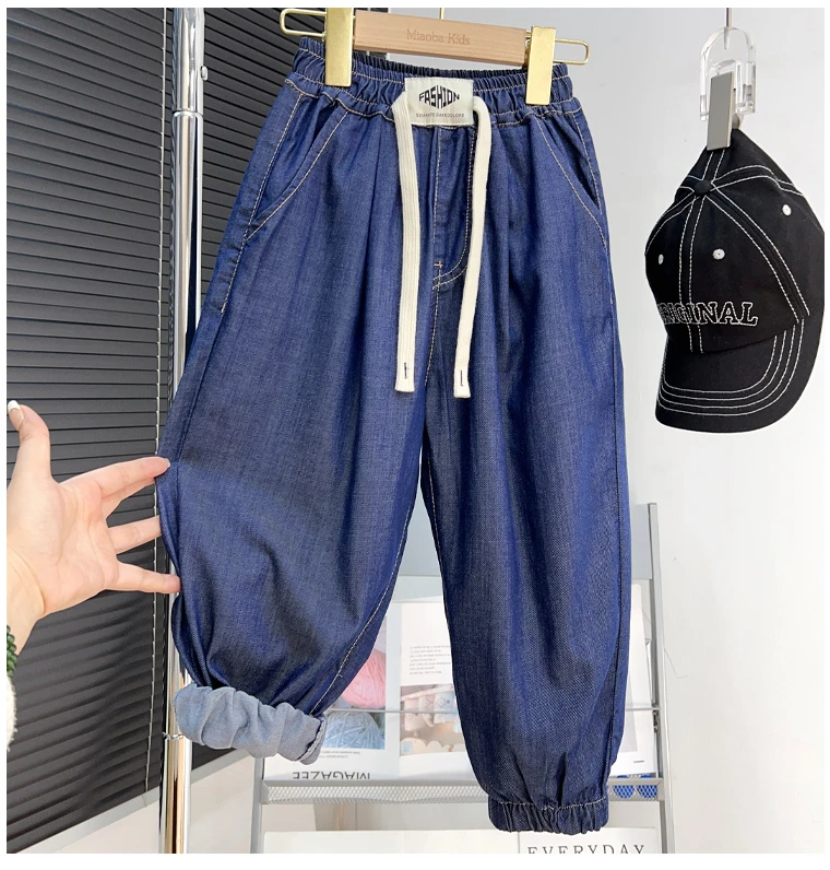 童装男童冰丝牛仔裤夏季薄款防蚊裤儿童裤子中大童宽松休闲裤韩版