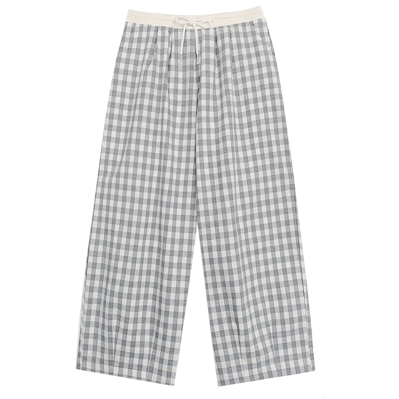 【香香的梨】 松紧腰抽绳设计格子休闲裤EM1867