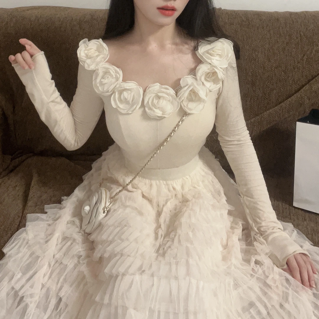 【热恋山茶】纯欲修身针织显瘦法式上衣秋冬时尚套装