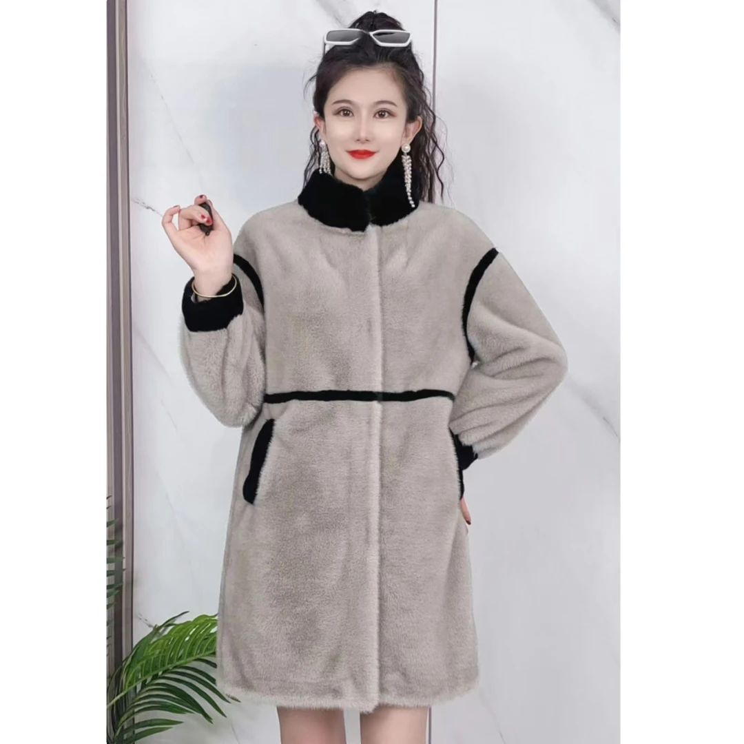 新款冬季女装外套皮毛一体百搭简约宽松休闲高档轻奢毛毛外套51