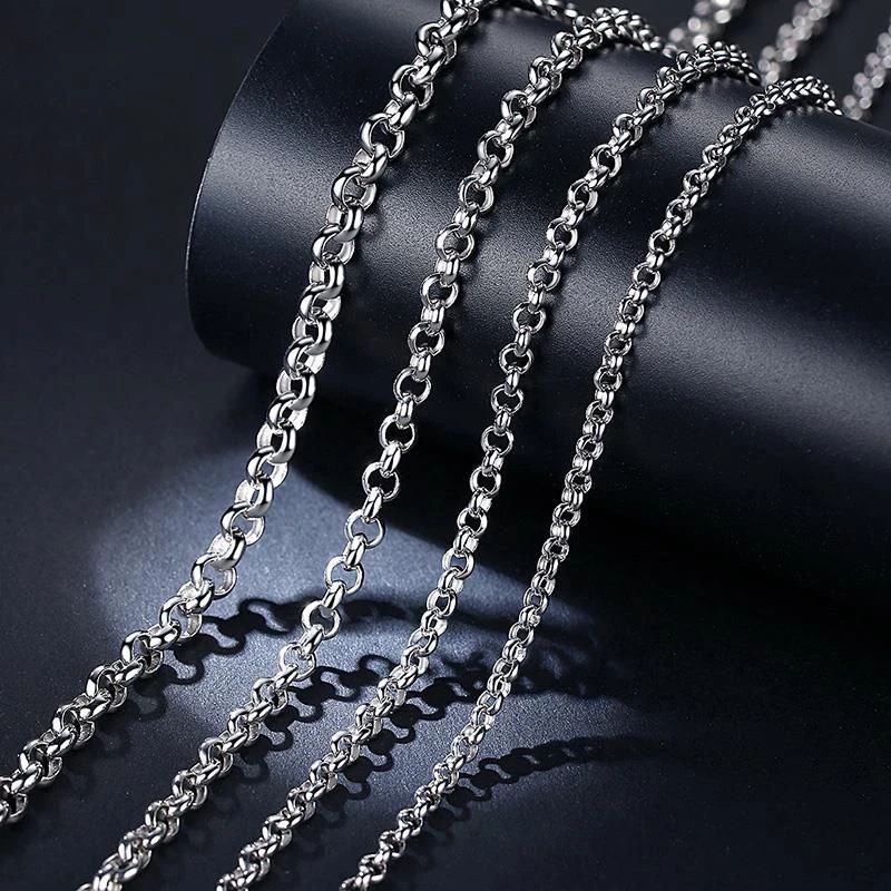 链子925银 纯银经典百搭O字链圆圈项链男女简约珍珠链复古个性