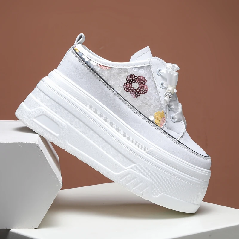 洋气包头无后跟懒人小白鞋女拖增高显瘦12cm小个子松糕底10cm半拖