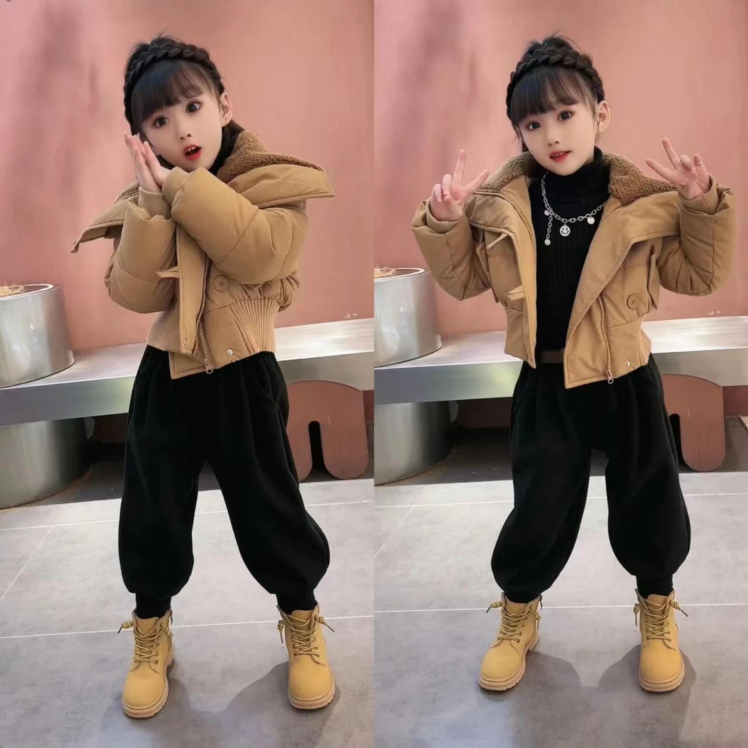 女童冬季韩版新款洋气时尚短款加厚棉服儿童保暖棉袄