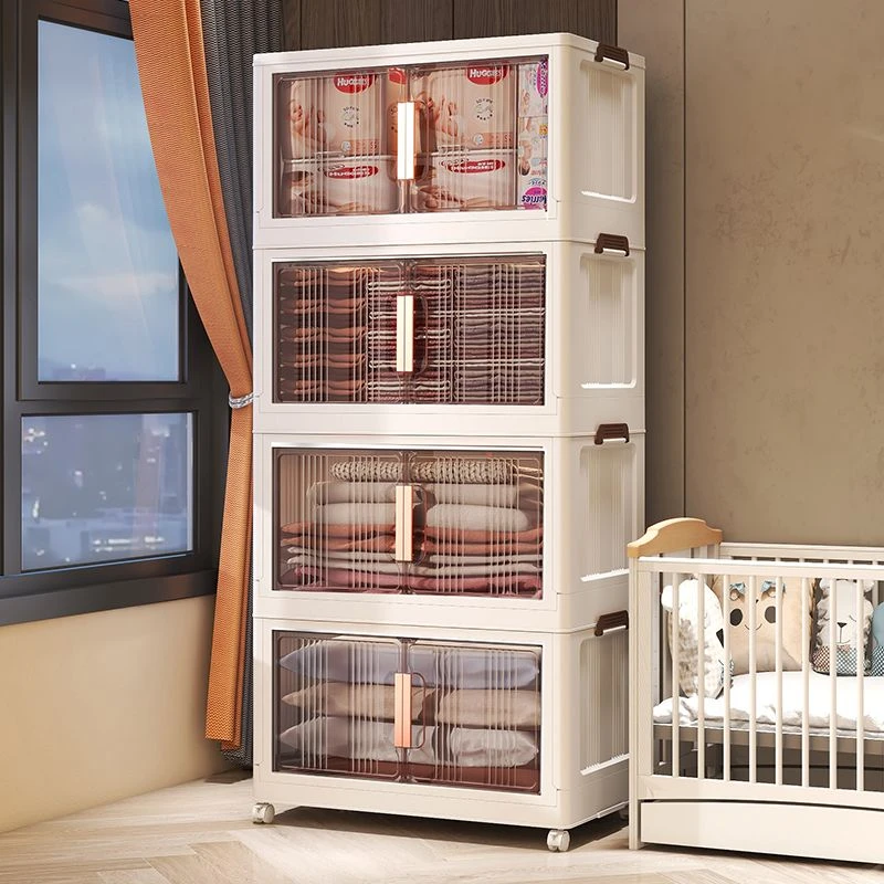 免安装收纳柜子多层置物柜家用儿童衣柜衣服塑料零食柜折叠储物柜