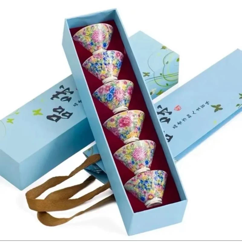 品味人生珐琅彩斗笠杯套装陶瓷茶具茶杯A12202