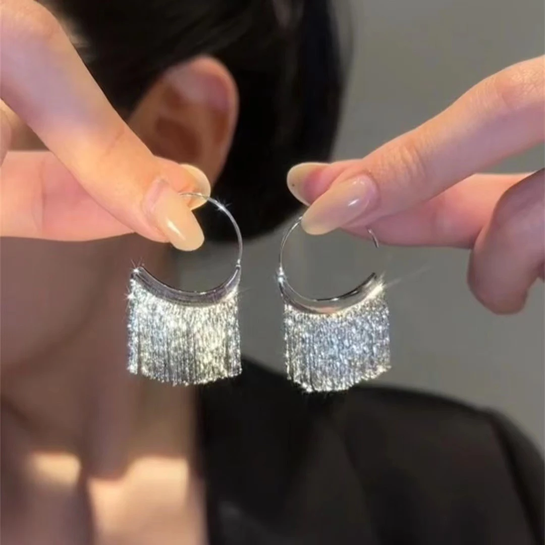 合金耳饰 高级感流苏耳环女小众设计轻奢耳饰气质灵动冷淡风