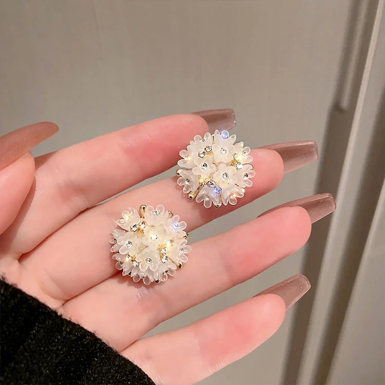 合金耳饰 轻奢小众设计感花朵耳钉冷淡风耳环新款超仙高级感耳饰