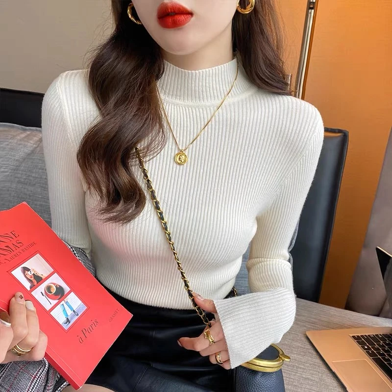 基本款毛衣女秋冬季高领韩版打底针织衫时尚长袖显瘦百搭纯色上衣