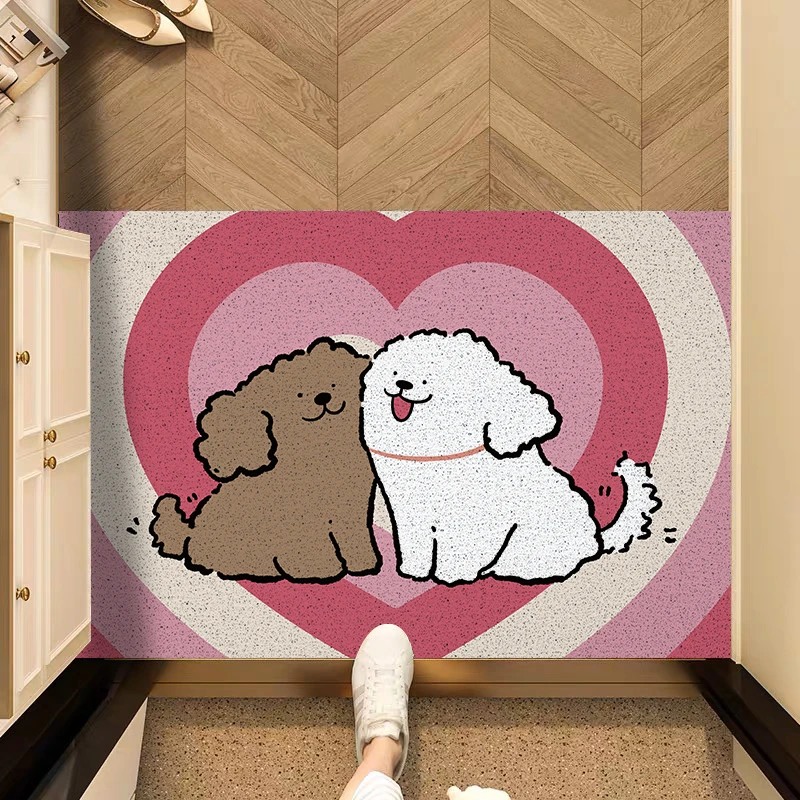 【西域猫】线条小狗贴贴玄关进门刮泥蹭土pvc地垫入户门除尘蹭脚垫