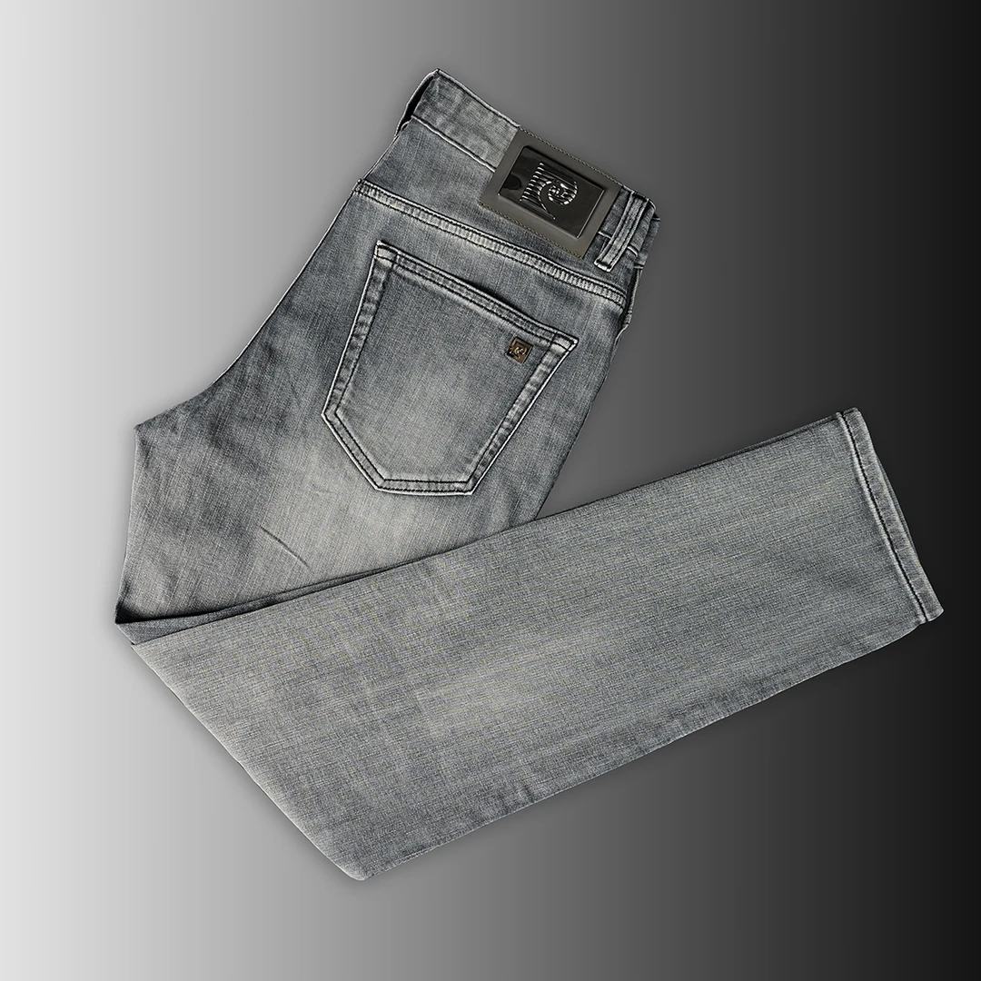 【皮尔卡丹】夏季薄款22218-1男士浅灰色牛仔裤透气百搭直筒长裤