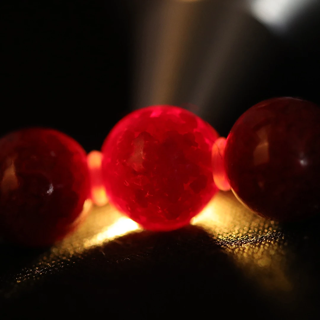 天然辰砂保真朱砂晶体砂【收藏级】女款本命年手链礼物护