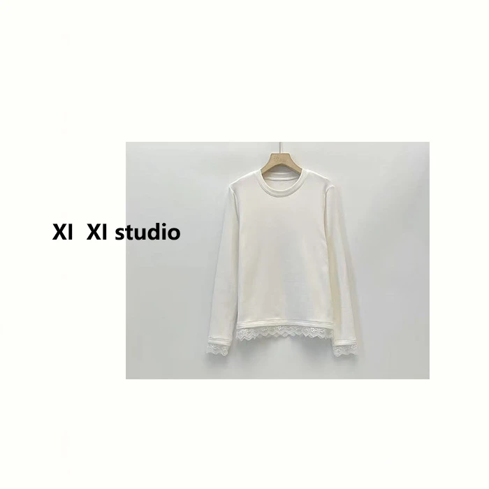 【汐汐女装】小个子定制时尚设计感百搭拼蕾丝打底 3691