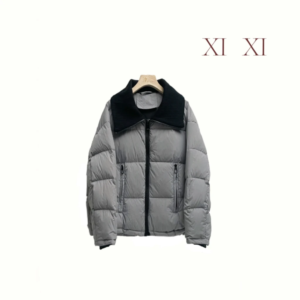 【汐汐女装】韩系小个子定制百搭针织大翻领短款羽绒外套 25351