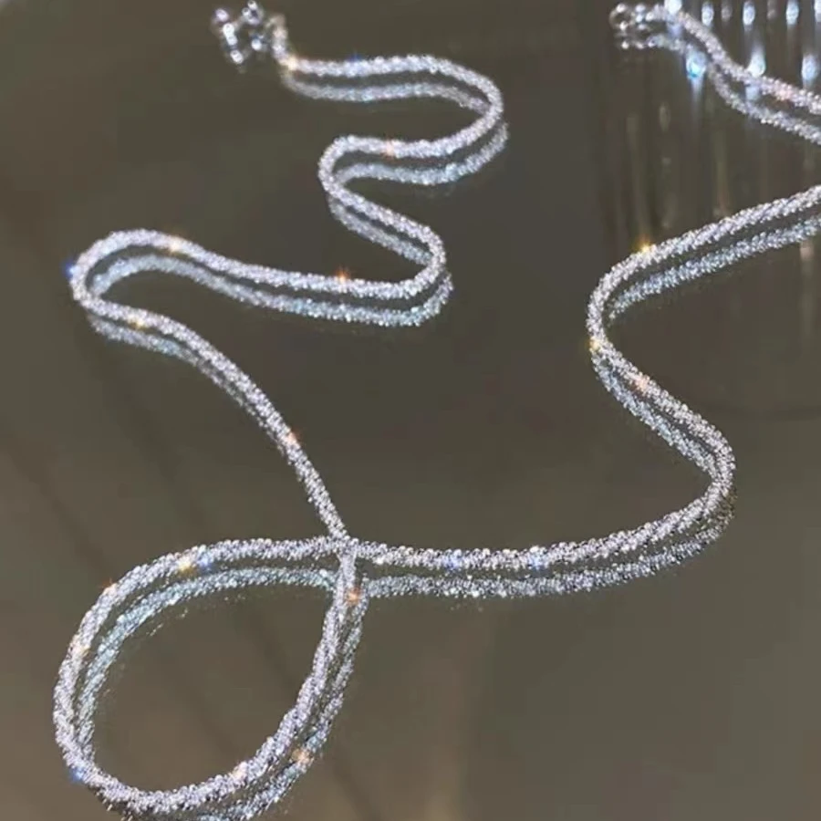 足银手链 990足银银波光粼粼银河项链设计感满天星颈链锁骨链手链