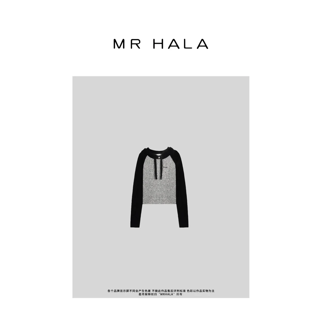 MRHALA 德机平纹针织拼色毛衣女 LM310009