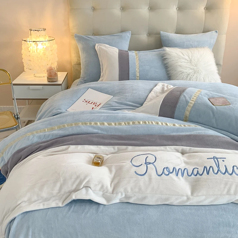 冬季双面加厚被罩珊瑚绒床上四件套冬款被套套法兰绒三件套床单