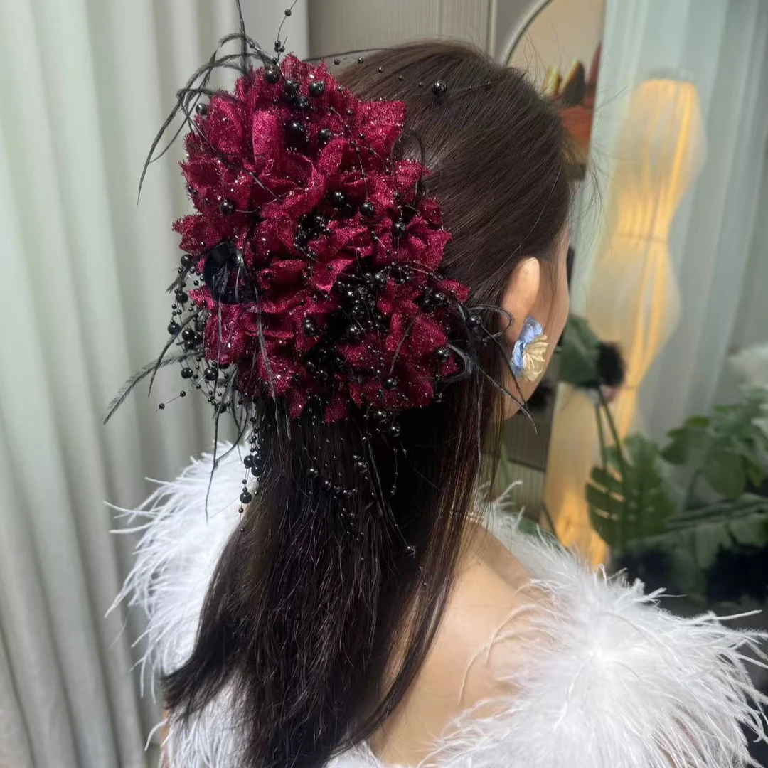 璀璨繁星大版新款气质大版珠珠抓夹后脑勺抓夹鲨鱼夹秋冬发饰