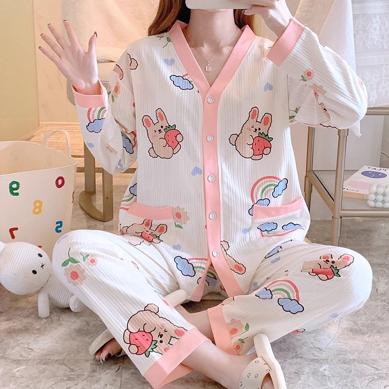 【3-10月】夏季薄款孕产妇睡衣月子服产后哺乳哺乳春秋喂奶家居服