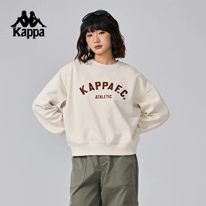 Kappa卡帕背靠背运动复古卫衣女2025新款秋季针织套头衫上衣女款