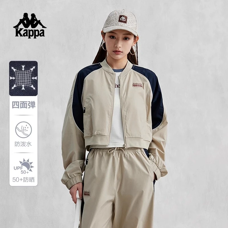 Kappa卡帕茄克2025新款女运动复古休闲夹克防泼水开衫K0E42JJ03D