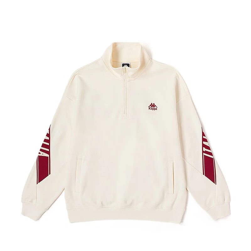 kappa卡帕复古运动套头衫情侣撞色休闲卫衣户外休闲运动服饰男款