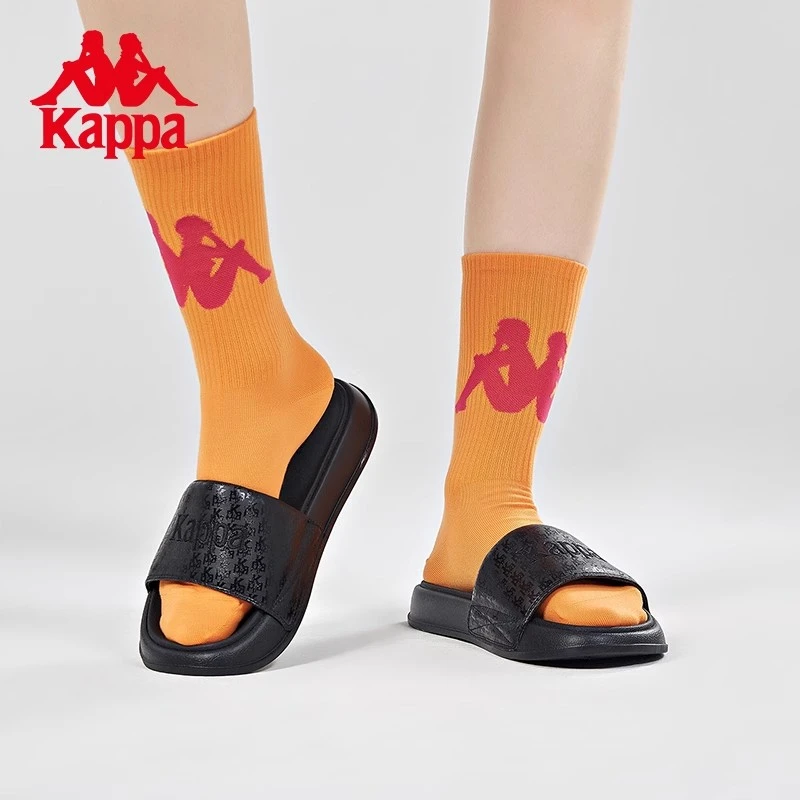 KAPPA/背靠背Kappa卡帕拖鞋男女一字拖鞋印花沙滩鞋K0CX5LT05D