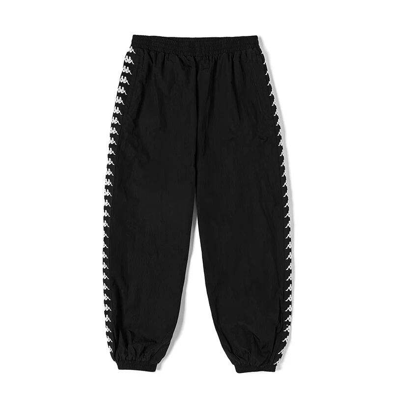 卡帕kappa运动裤男串标黑色长裤梭织休闲裤收口小脚卫裤K0D72AY81