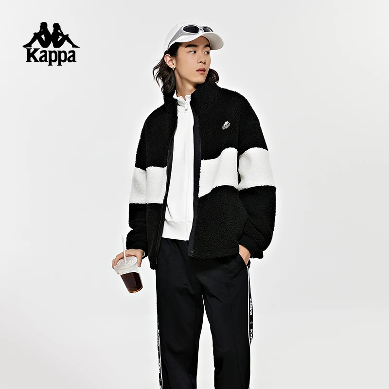 【熊猫色羊羔绒】卡帕kappa运动加厚保暖立领夹克男外套K0DZ2JJ91D