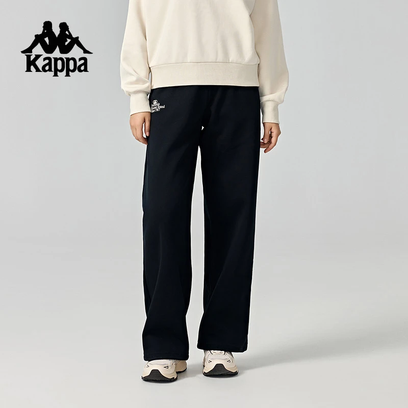 Kappa裤子卡帕背靠背休闲运动裤女加绒宽松针织长裤女K0E82AK30D
