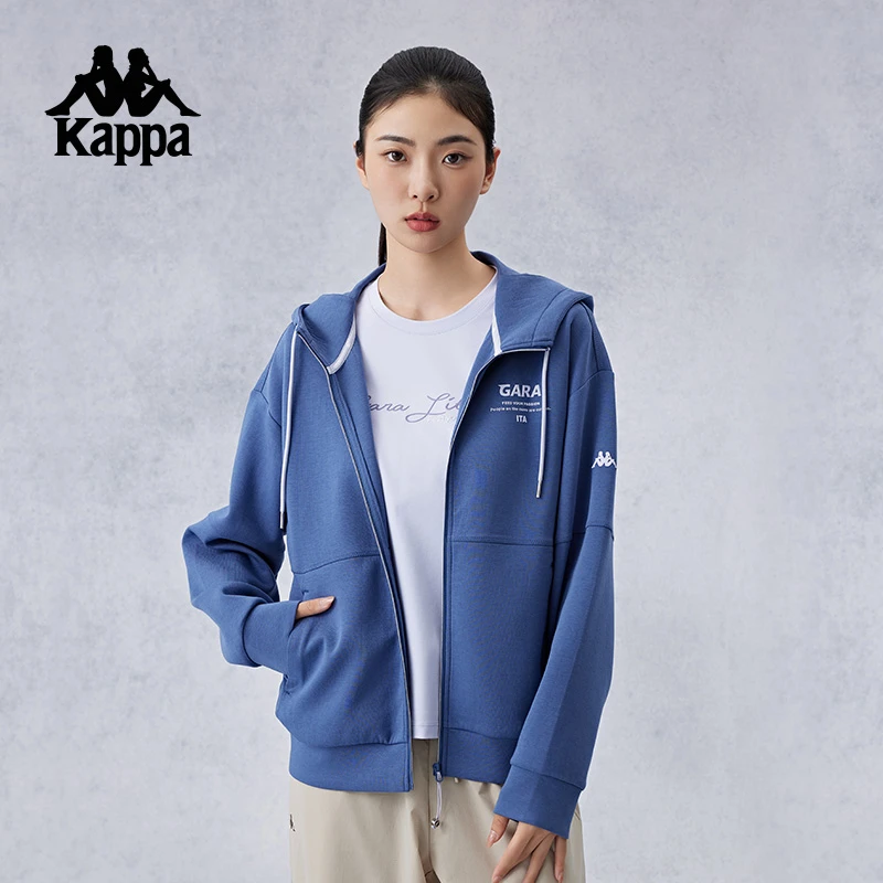 Kappa2024新款运动针织开身帽衫女款舒适时尚休闲外套K0E62MK43