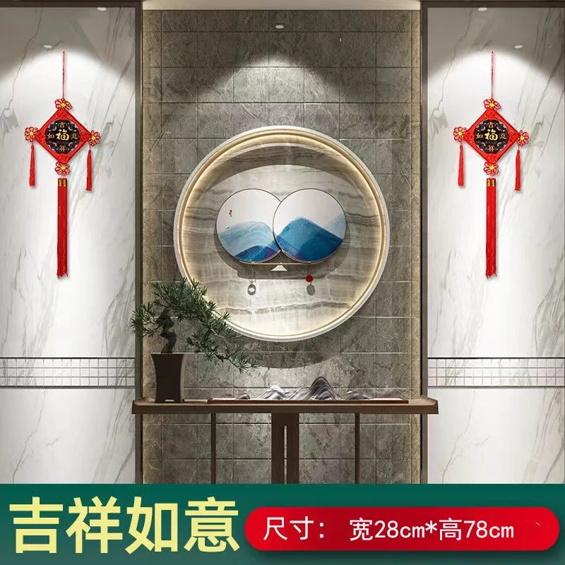 小号桃木中国结挂件客厅大号福字挂饰对联新款手工过年春节装饰品
