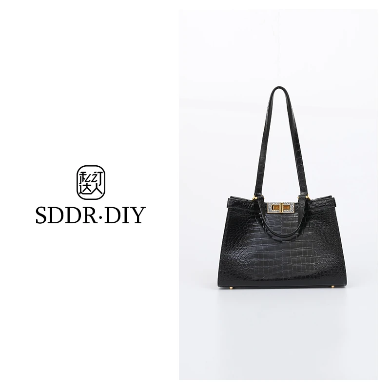 私订达人2025年春夏新款时尚真皮经典鳄鱼皮女士肩包蜥扣包