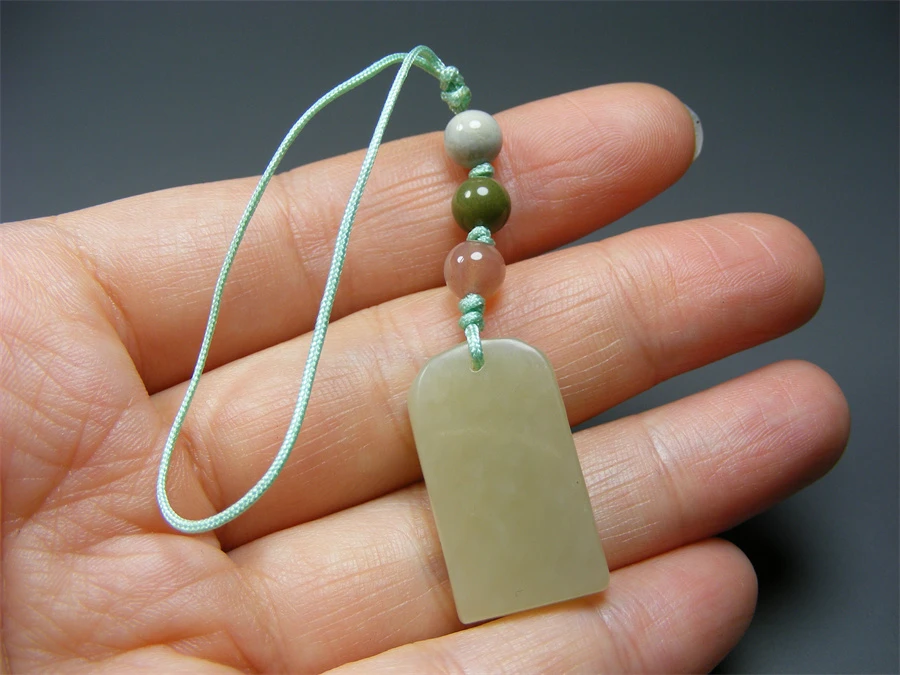 几十年的和田青白玉素面长方型小坠