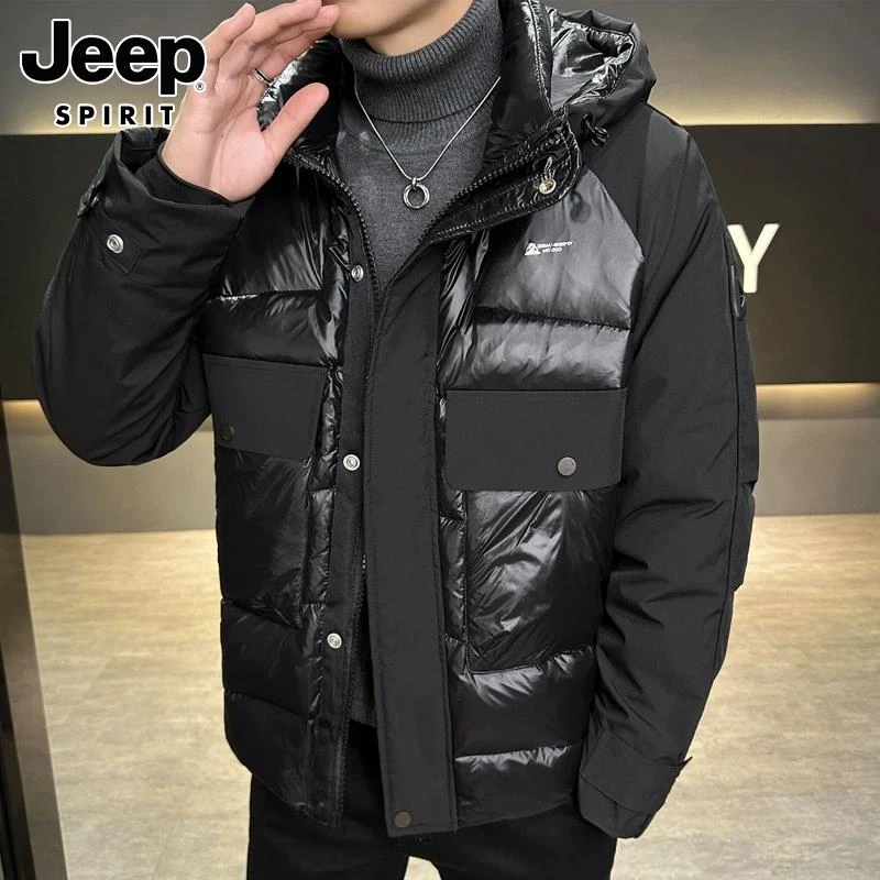 Jeep吉普羽绒服男士冬季鸭绒保暖羽绒衣潮流加厚宽松休闲外套男款
