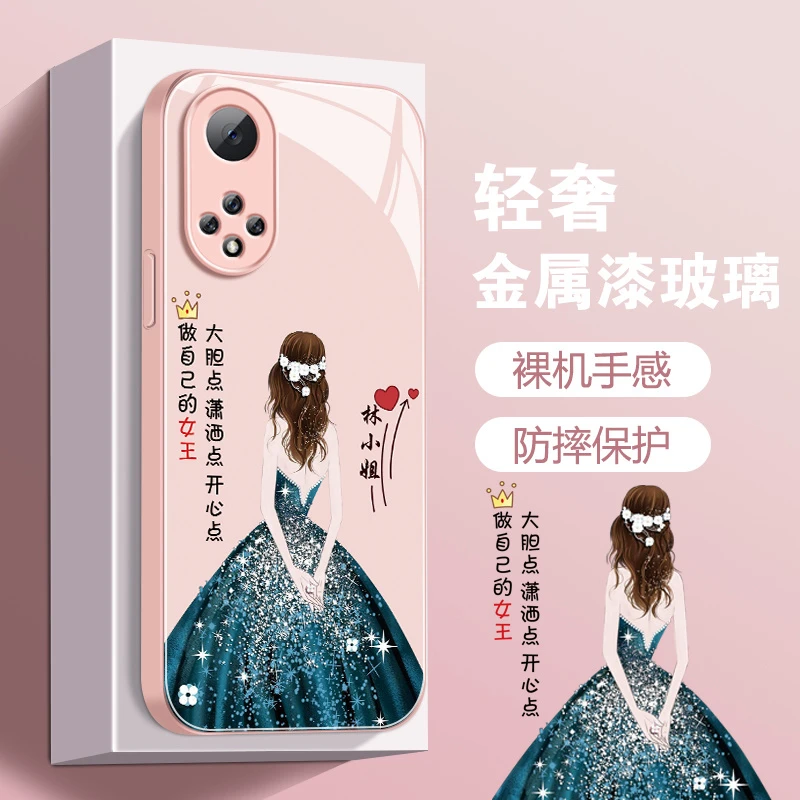 适用华为NOVA9/HiNOVA9手机壳液态玻璃做自己的女王定制姓氏