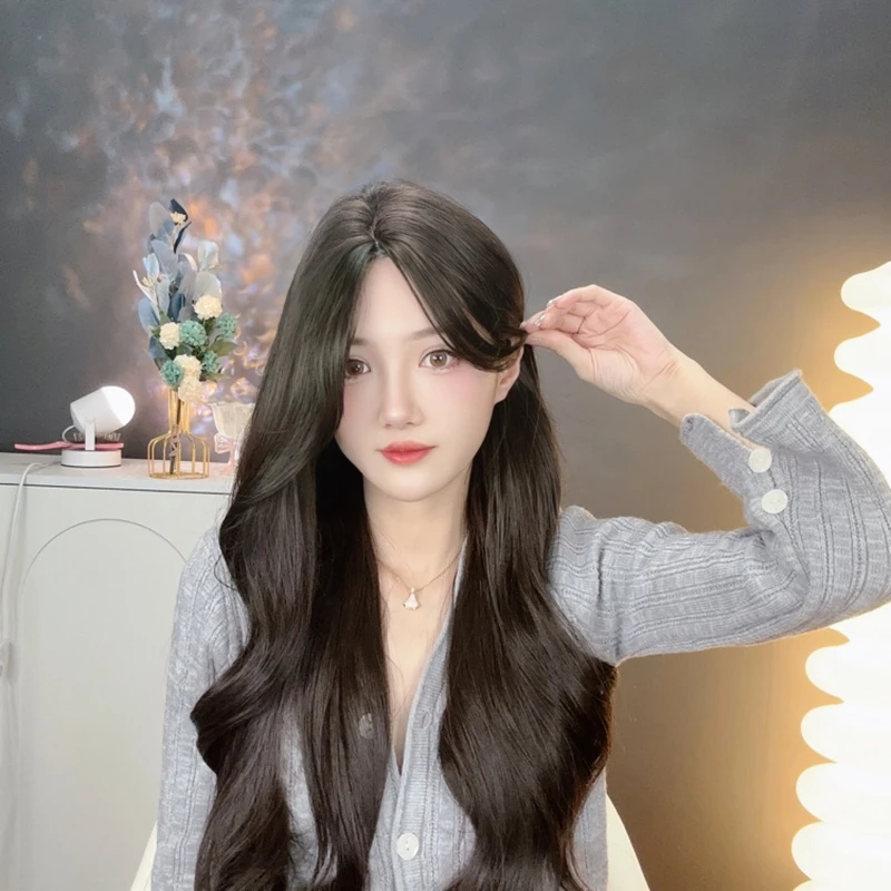 假发女长发仿真人发全头套中分八字蕾丝整顶蓬松微卷大波浪假发套