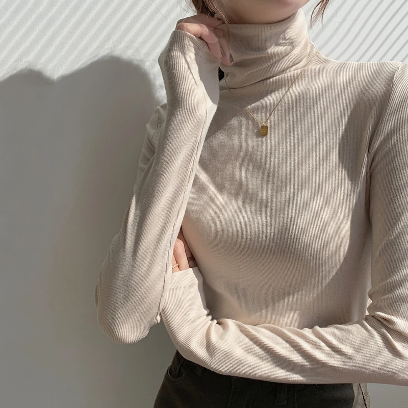 欧货2025秋冬高领打底衫女长袖修身显瘦韩版堆堆领内搭上衣潮ins