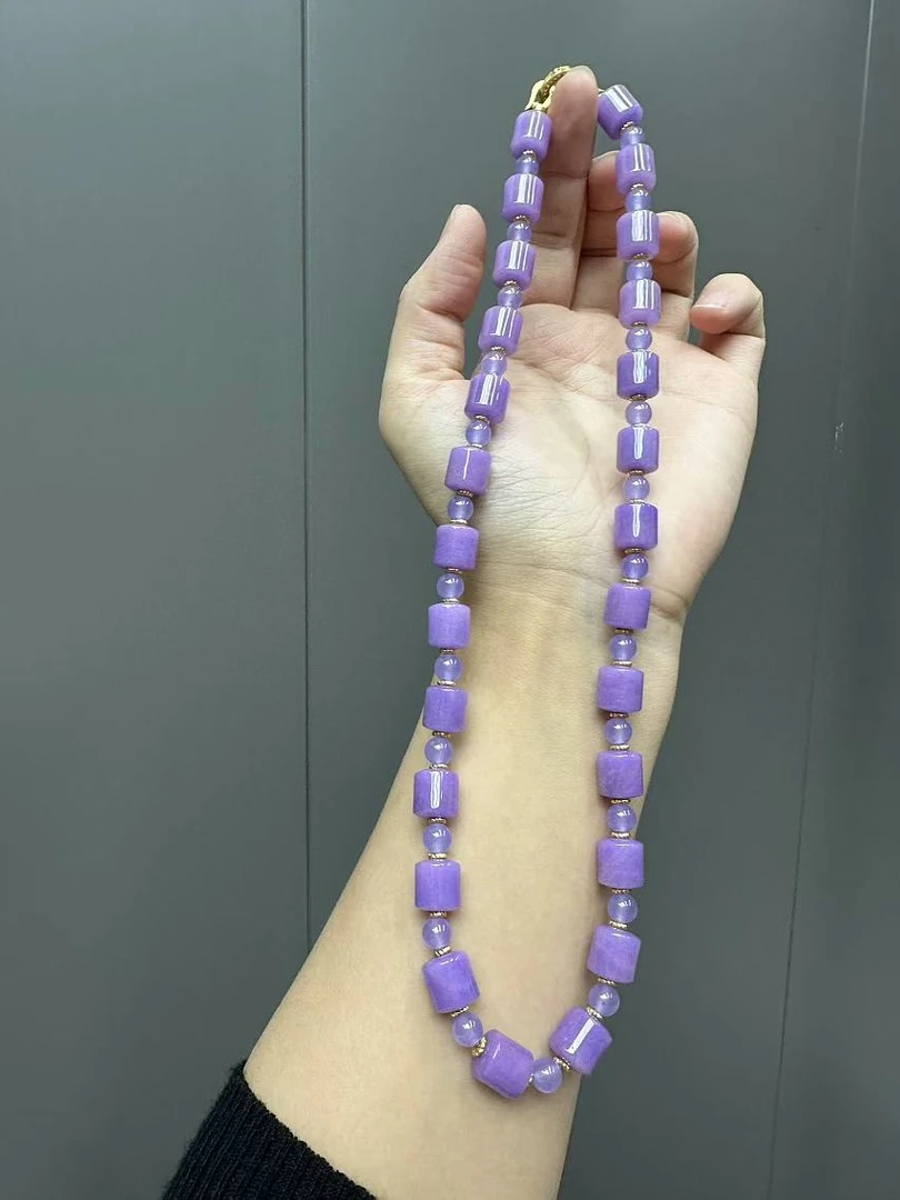 翡翠紫翡14k竹节项链