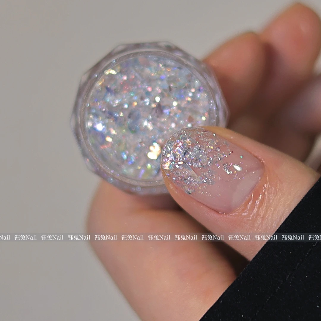 【小阿娘专属】钰兔nail素材蝴蝶璀璨万花筒特调美甲爆闪素材银色