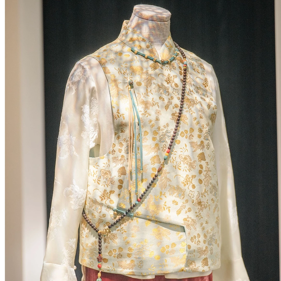 【鱼藻】宋锦马甲  新中式重磅织金气质时尚无袖中国风网红双面双层