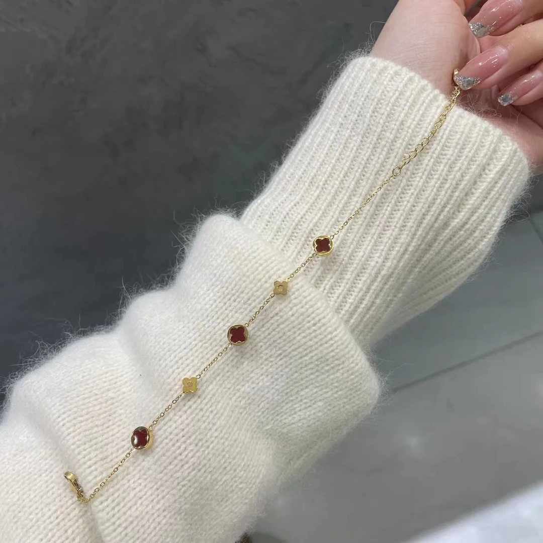 钛钢手链 高版本 不易褪色四叶花高级感手链 AS-6565