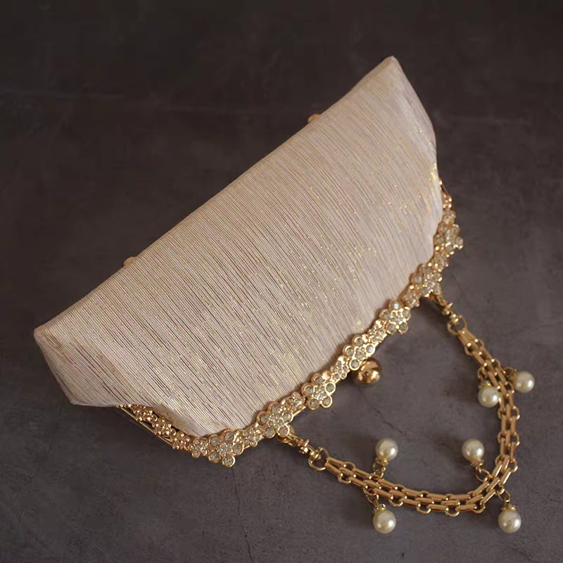 绣珍原创名媛气质宴会手拿包旗袍配包优雅金丝缎手提包手工口金包