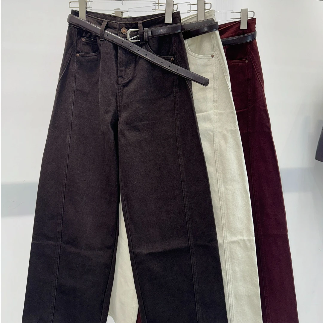 ZM2024秋季美式复古高腰配腰带牛仔裤（1119）