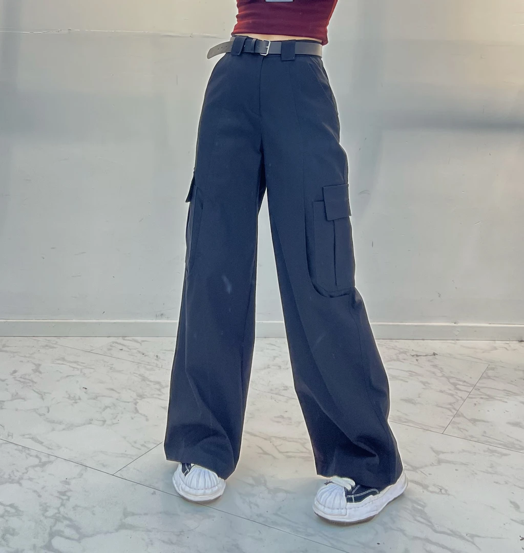 ZM秋季高端洋气工装阔腿裤女慵懒风长裤（86006）