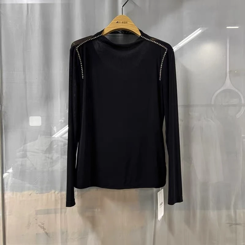 993商场专卖2024春时尚品质女装纯色简约打底高弹显瘦小衫迪24A-8