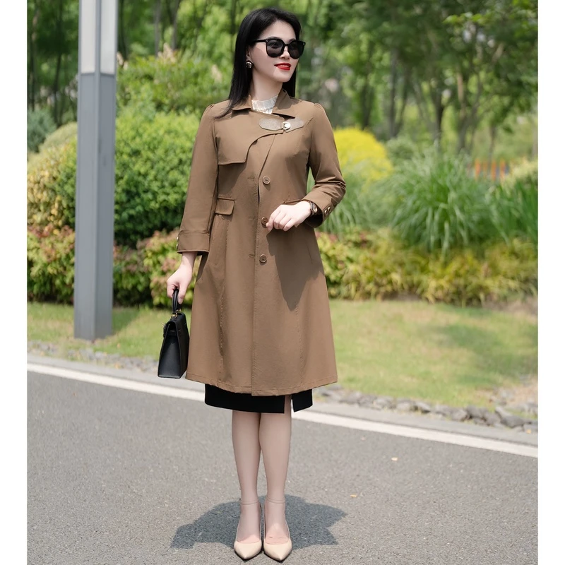 轻奢设计收腰修身显瘦百搭双排扣中长款风衣23117