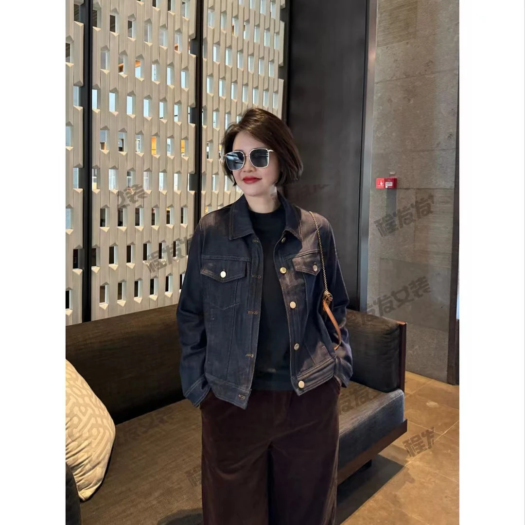 【程发发】（尘圆）秋款港风复古丹宁牛仔外套F1470