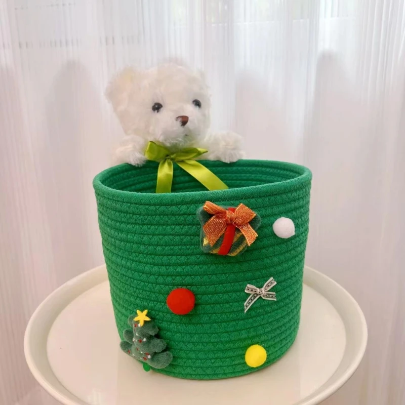 【东润专属】泰迪熊+圣诞树手工创意卡通收纳筐可爱玄关储物桶
