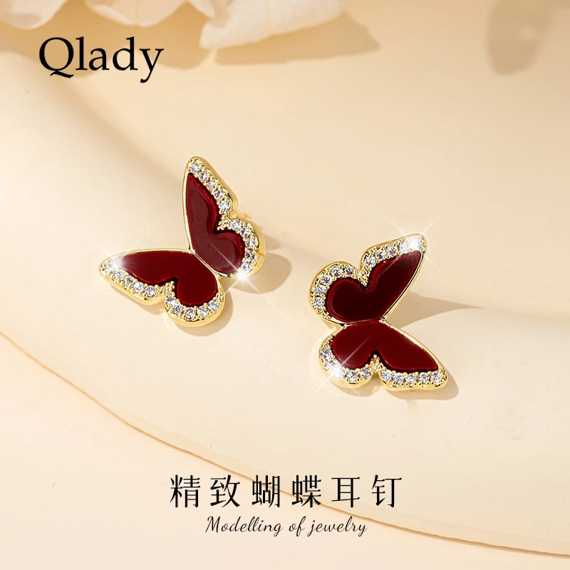 合金耳饰 绝美蝴蝶耳钉复古秋冬女耳环2025新款爆款高级感精致